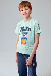 Polera Niño Print Gamer Verde Claro