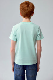 Polera Niño Print Gamer Verde Claro