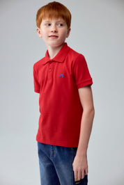 Polera Niño Pique Básica Rojo