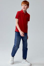 Polera Niño Pique Básica Rojo