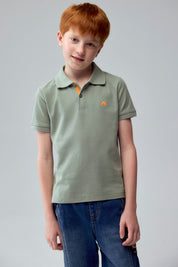 Polera Niño Pique Básica Verde