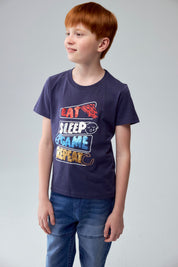 Polera Niño Print Azul