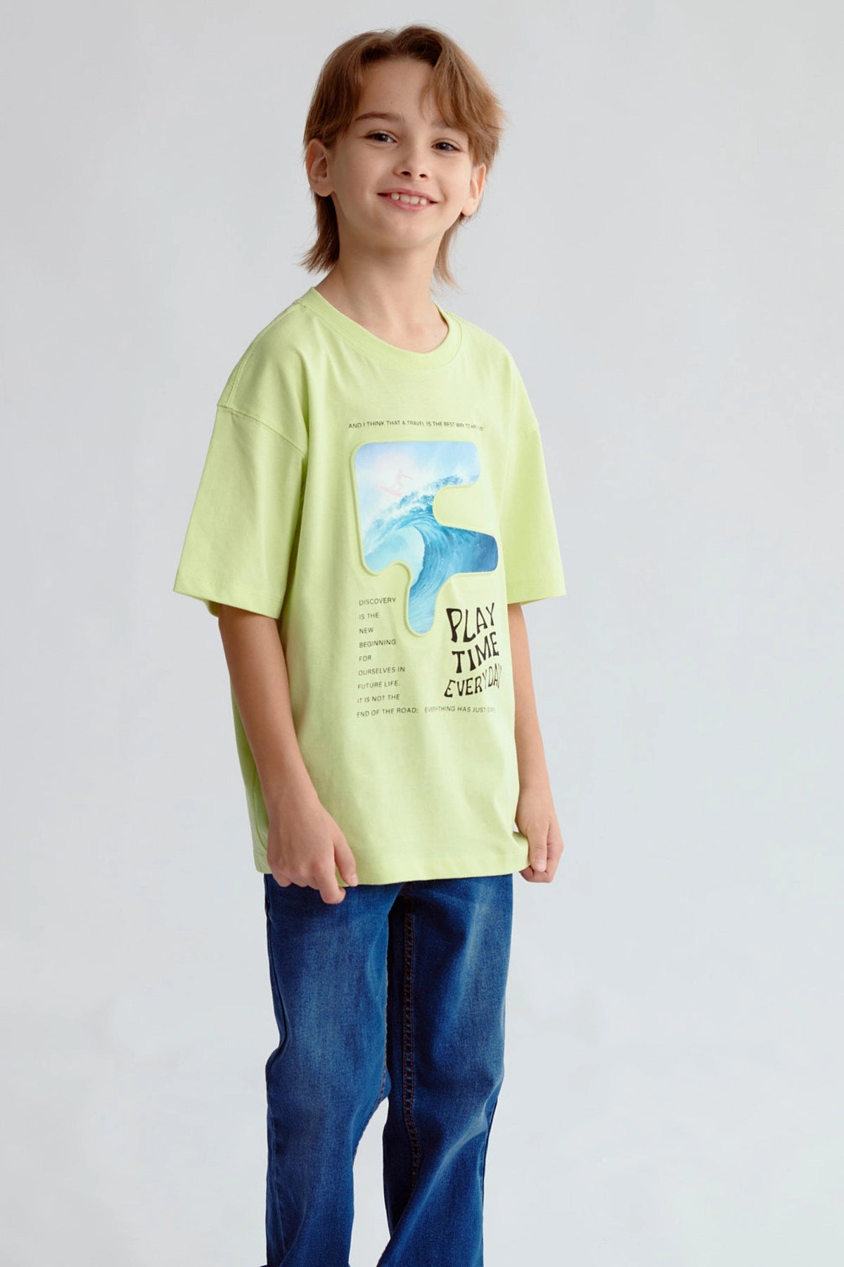 Polera Niño Print 3D Verde