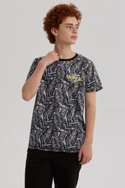 Polera Niño Full Print Y Estampado Gris