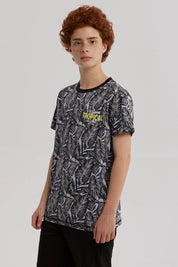 Polera Niño Full Print Y Estampado Gris