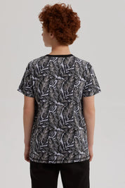 Polera Niño Full Print Y Estampado Gris