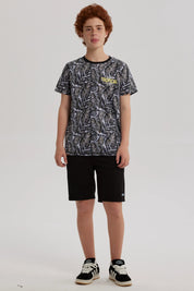 Polera Niño Full Print Y Estampado Gris