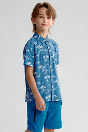 Camisa Niño Guayabera Azul