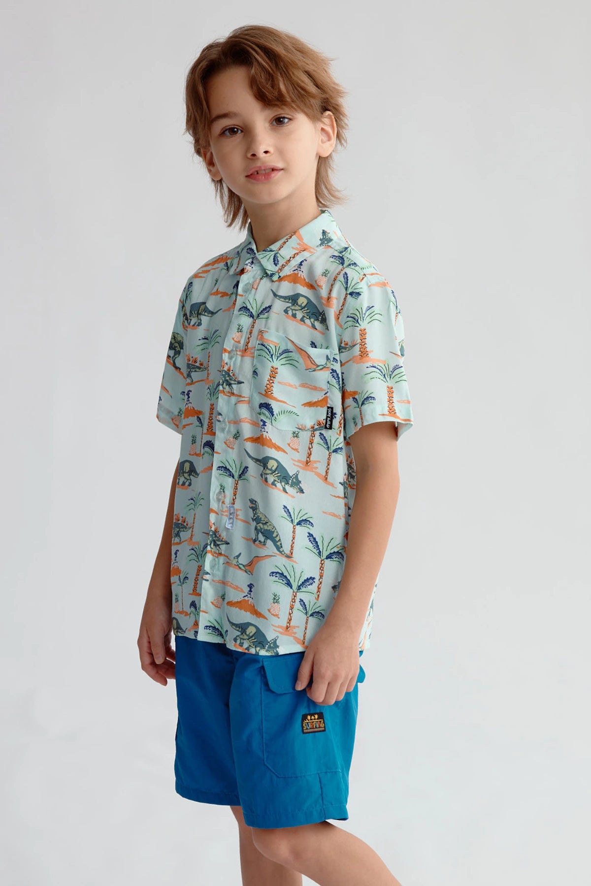 Camisa Niño Guayabera Aqua