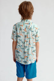 Camisa Niño Guayabera Aqua