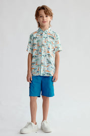 Camisa Niño Guayabera Aqua