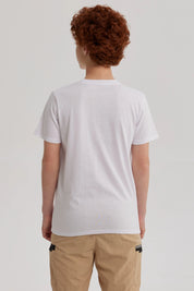 Polera Niño Básica Estampada Blanco