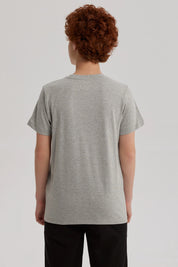 Polera Niño Básica Estampada Gris Melange