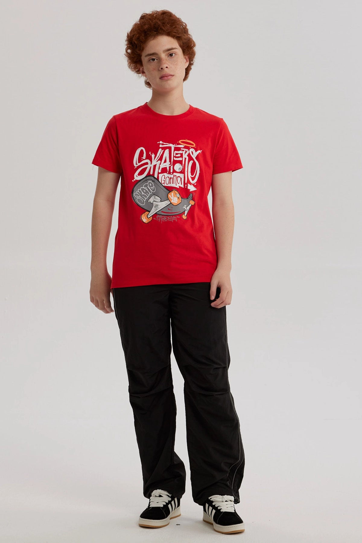 Polera Niño Básica Estampada Rojo