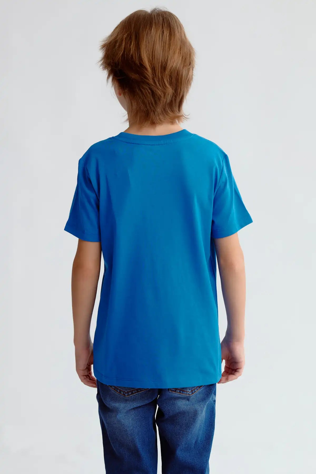 Polera Niño Básica Estampada Azulino