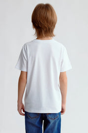 Polera Niño Básica Estampada Blanco