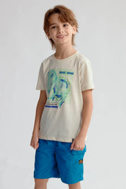 Polera Niño Básica Estampada Crudo