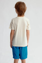 Polera Niño Básica Estampada Crudo