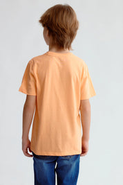 Polera Niño Básica Estampada Naranjo