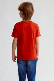 Polera Niño Básica Estampada Rojo