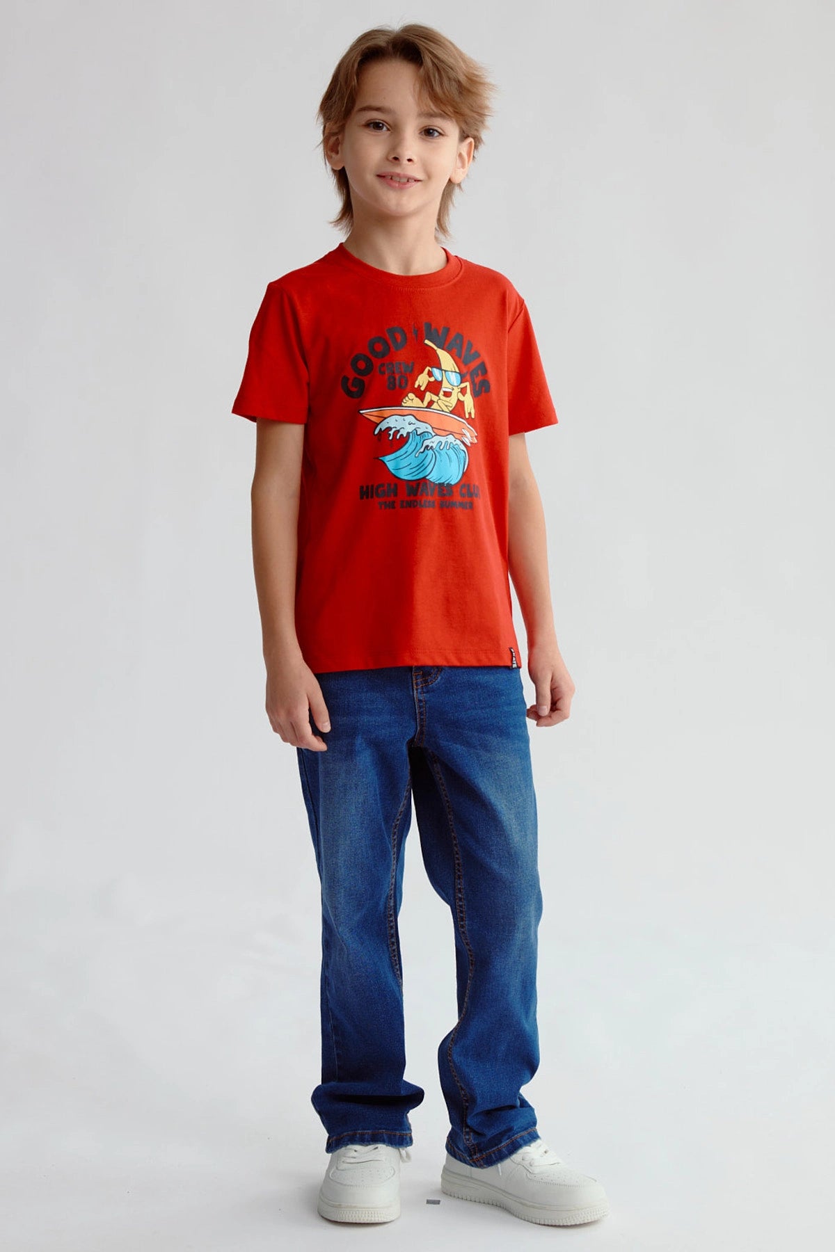 Polera Niño Básica Estampada Rojo