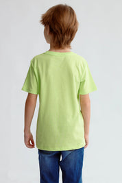 Polera Niño Básica Estampada Verde