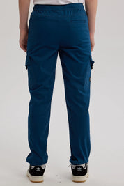 Pantalón Niño Gabardina Jogger Cargo Petroleo