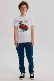 Pantalón Niño Gabardina Jogger Cargo Petroleo