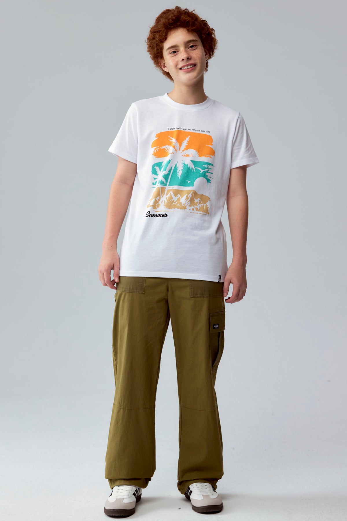 Pantalón Niño Cargo Calce Recto Verde Militar