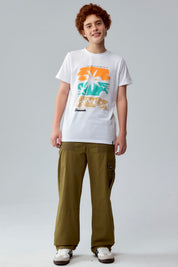 Pantalón Niño Cargo Calce Recto Verde Militar