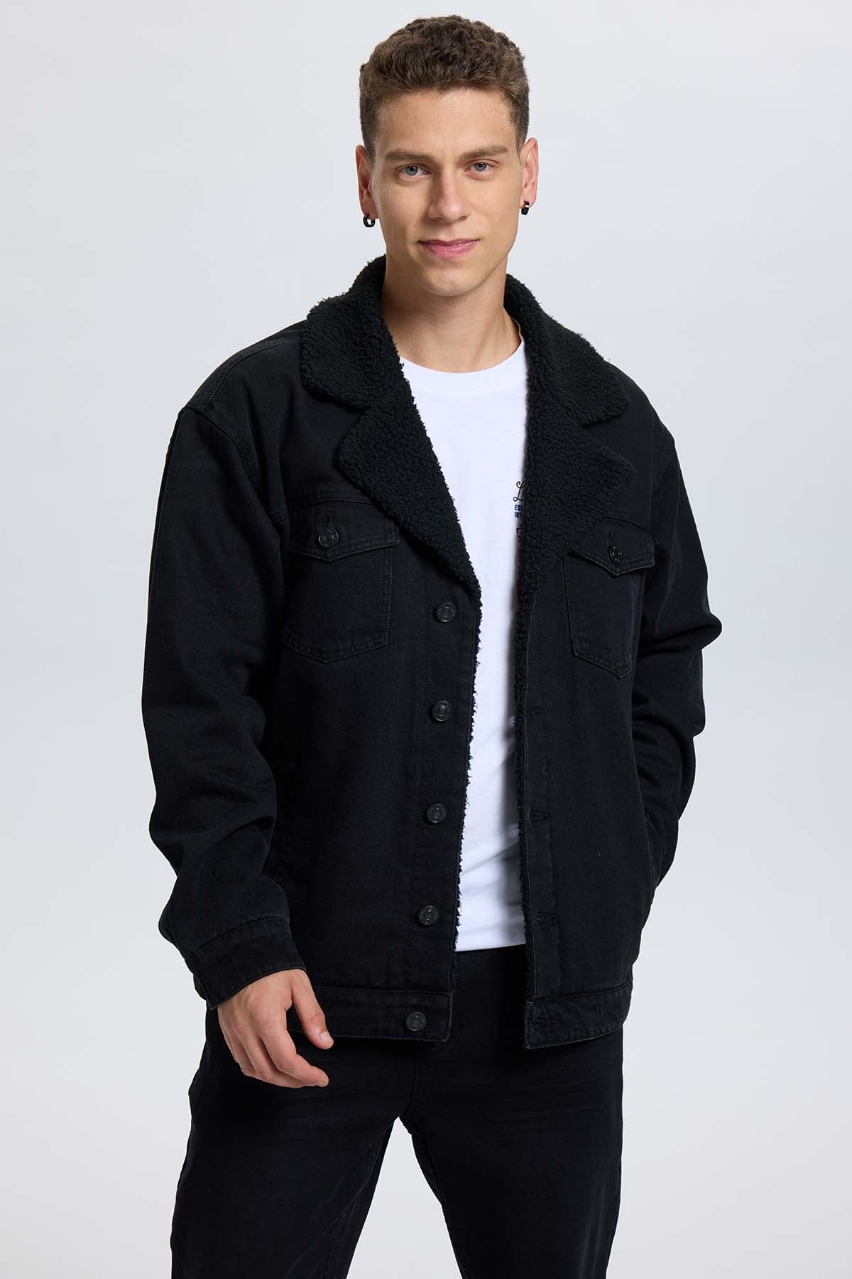 Casaca Jean Negra Hombre Outfit Jeans Chaqueta De Mezclilla