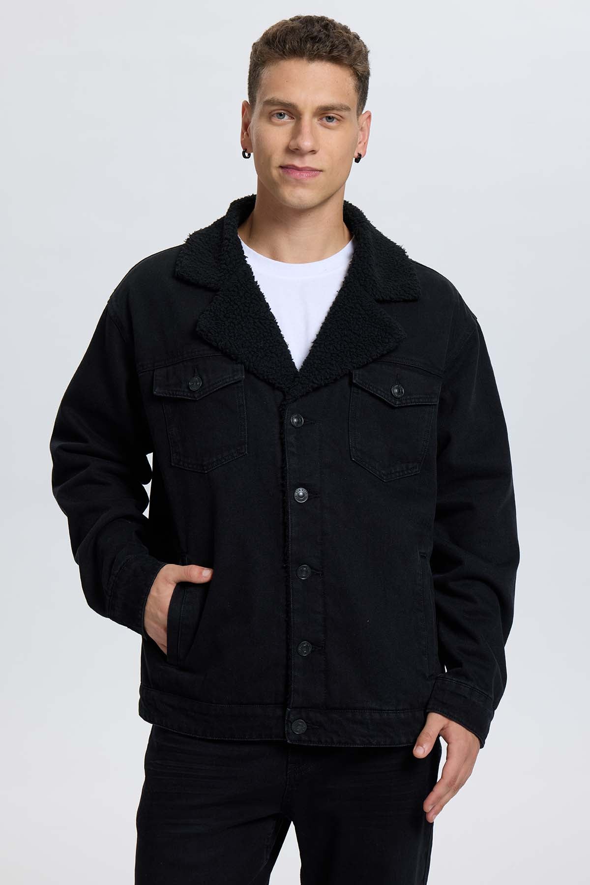 Chaqueta Hombre Mezclilla Negro