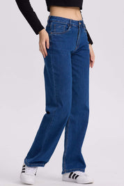 Jeans Mujer Wide Leg Sofía Azul Oscuro