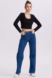 Jeans Mujer Wide Leg Sofía Azul Oscuro