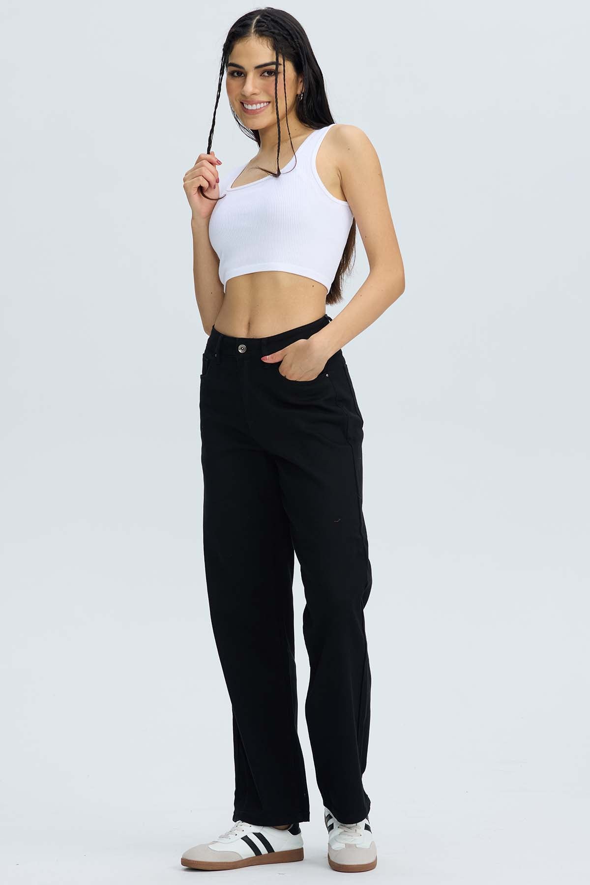 Jeans Mujer Calce Recto Negro