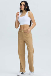 Jeans Mujer Calce Recto Beige