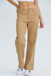 Jeans Mujer Calce Recto Beige