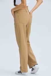 Jeans Mujer Calce Recto Beige