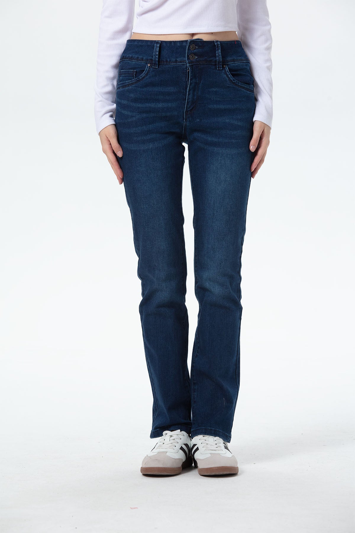 Jeans Mujer Flo Calce Recto Azul Oscuro