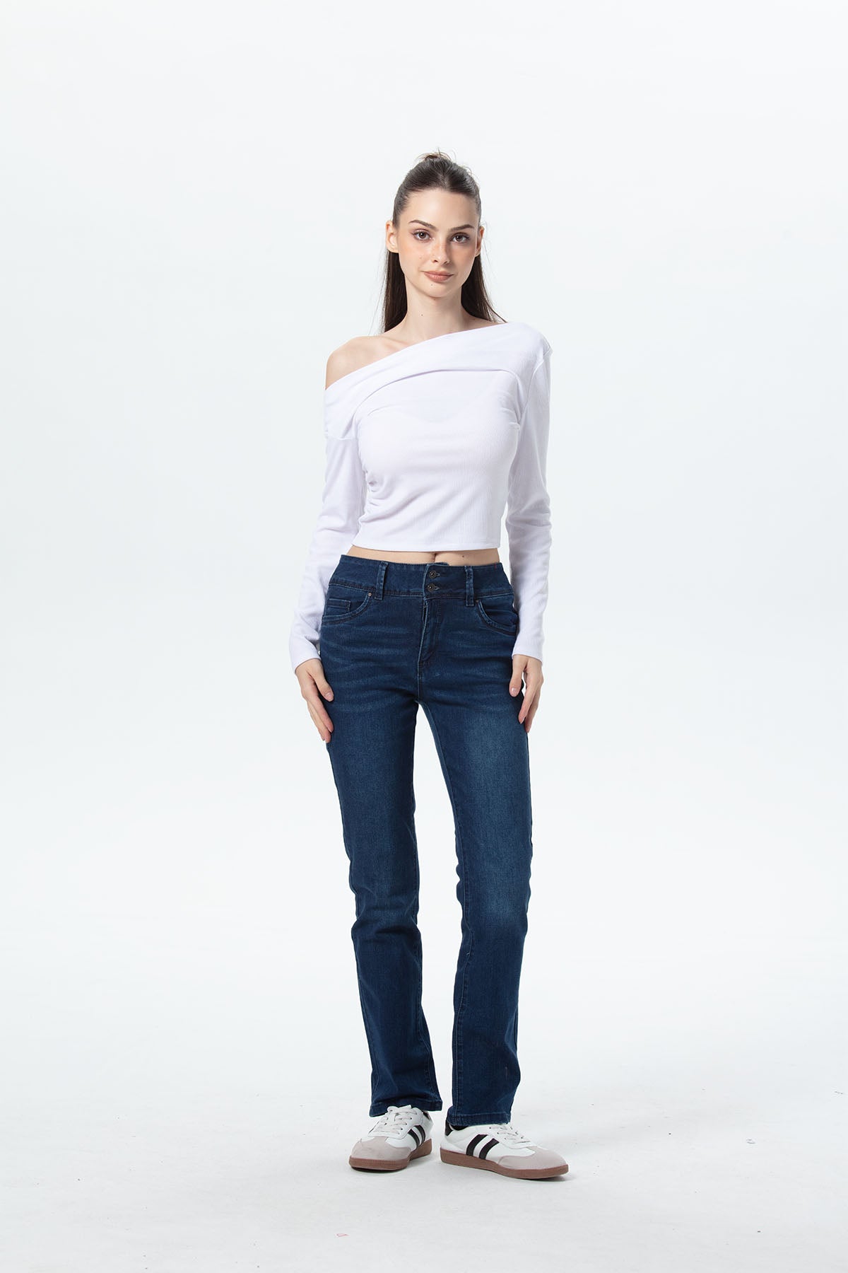 Jeans Mujer Flo Calce Recto Azul Oscuro