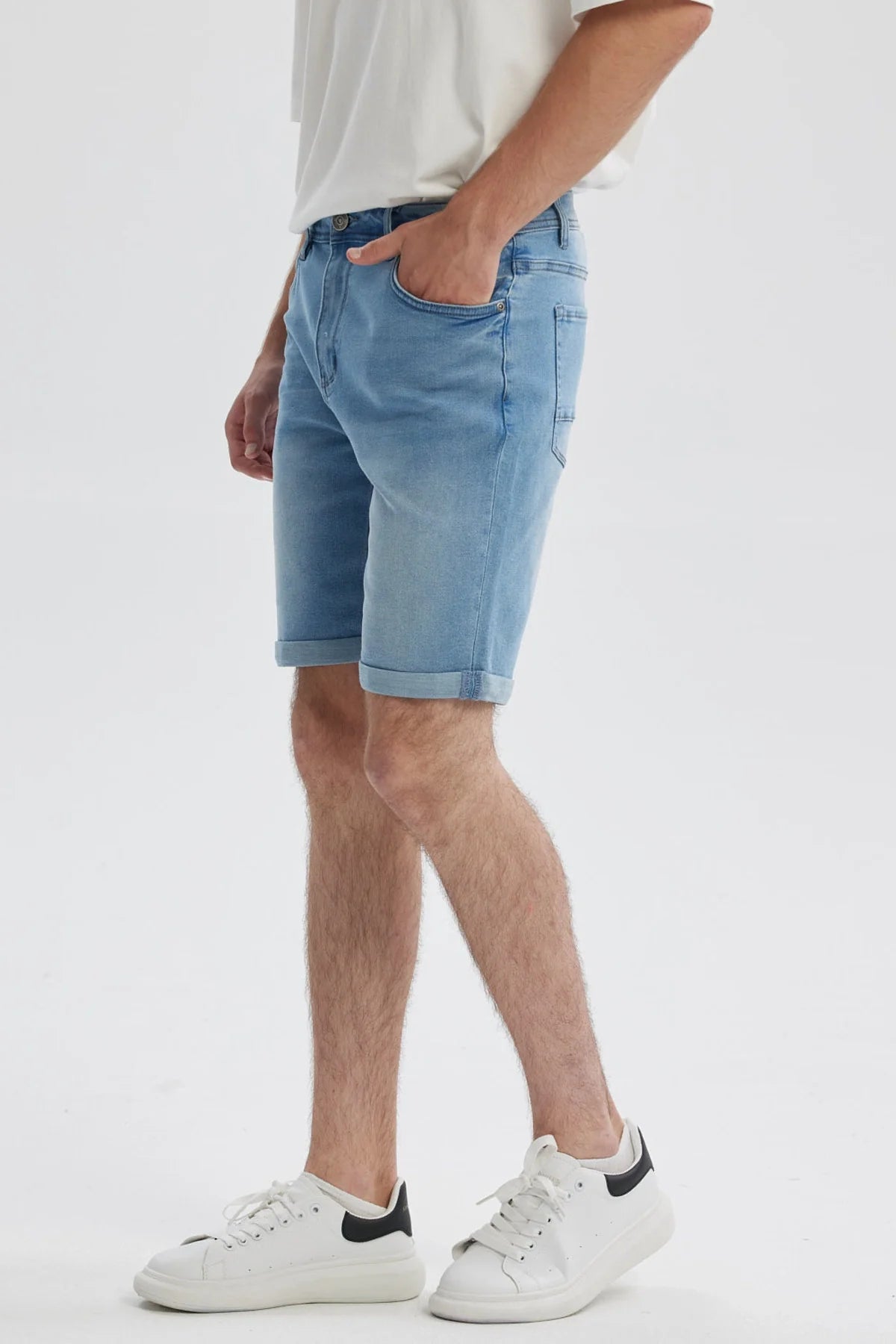 Bermuda Hombre Básica Roll Up Azul Claro