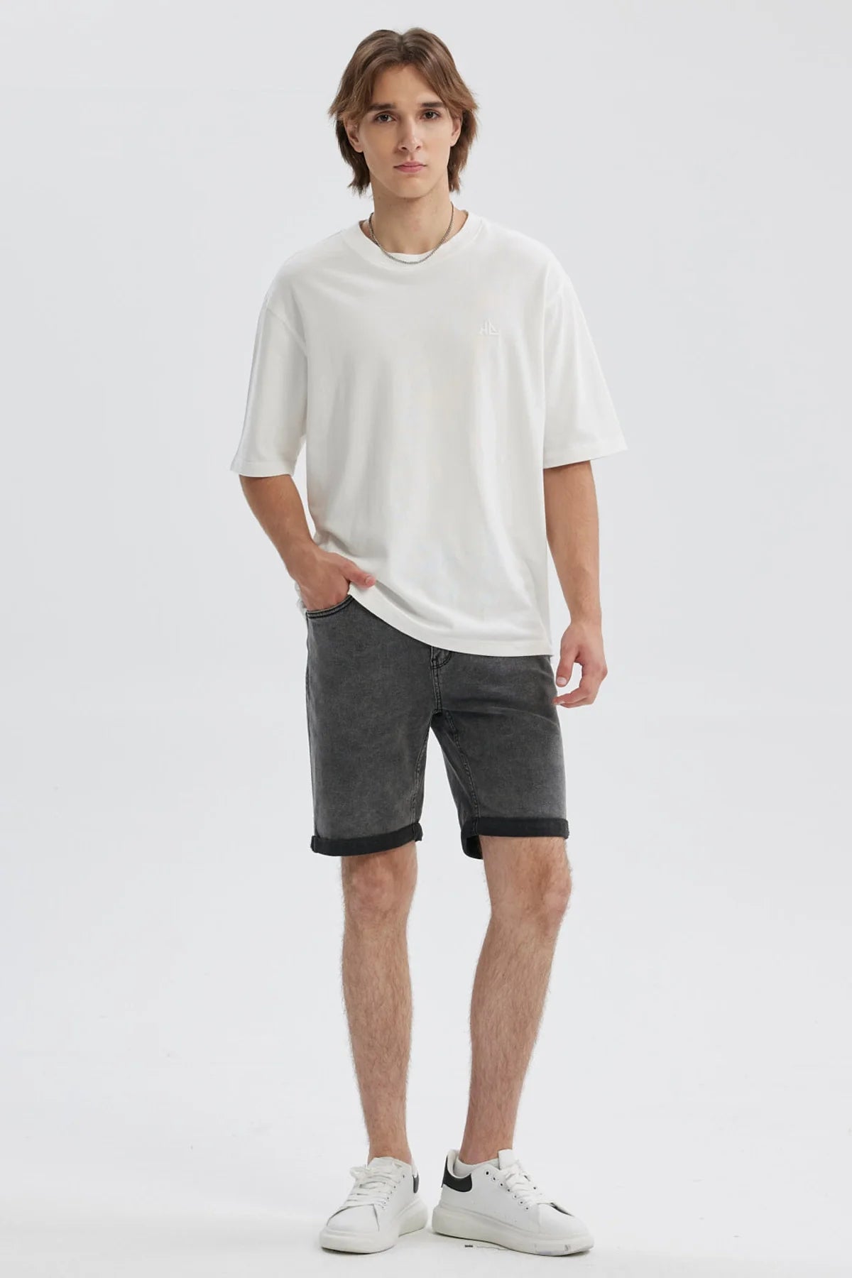 Bermuda Hombre Básica Roll Up Gris