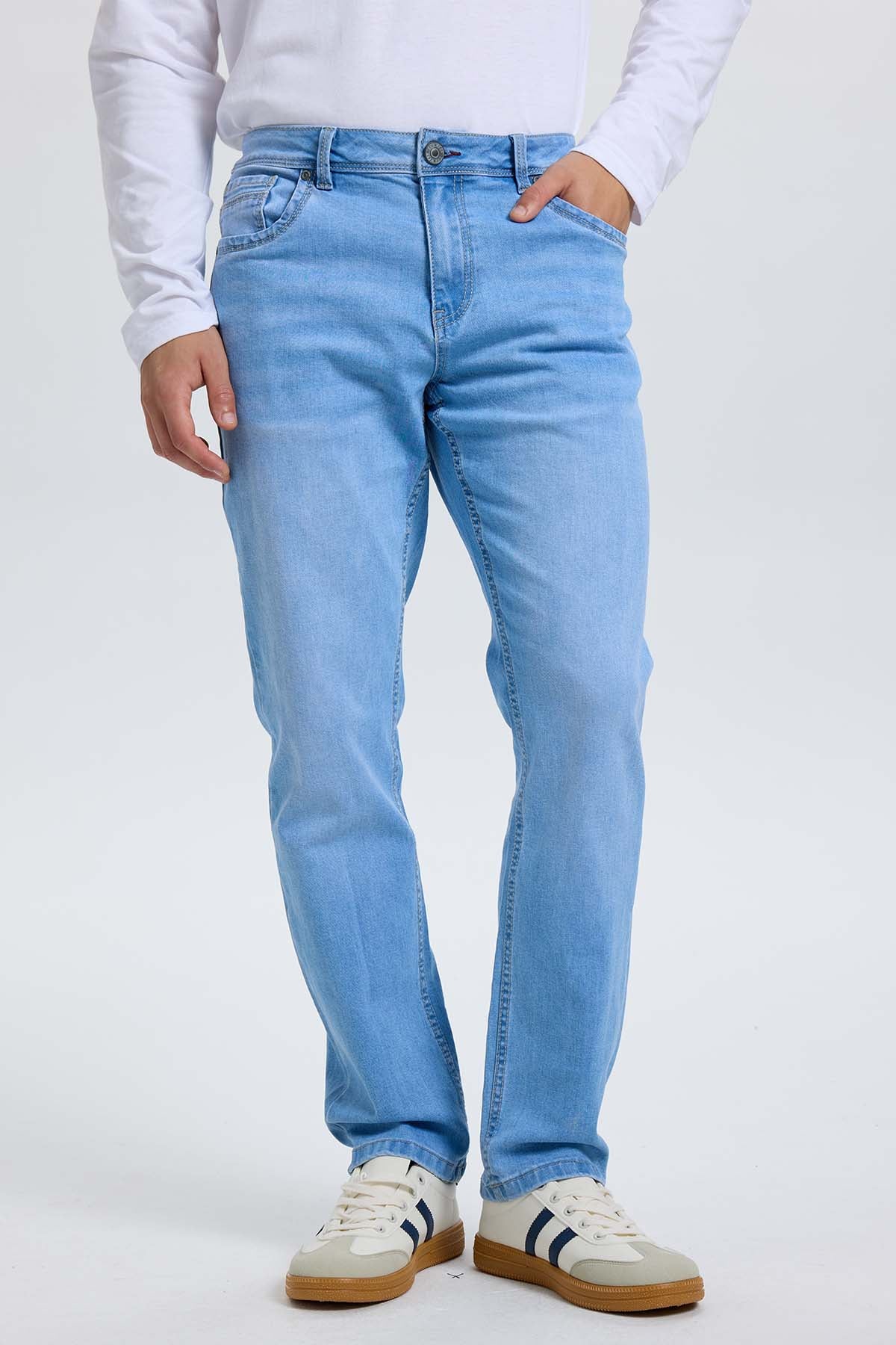 Skinny Jeans Pantalon De Mezclilla Hombre Azul Claro Outfit