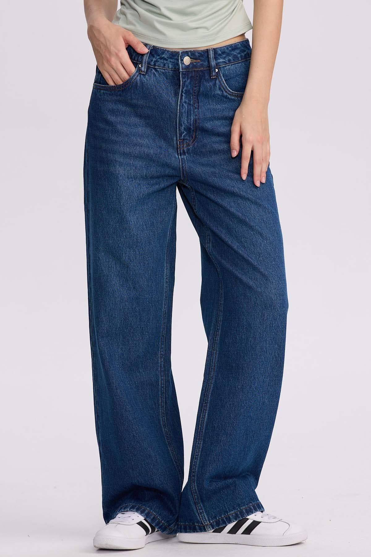 Jeans azul liso recto mujer Fashion's Park Chile – Fashion´s Park