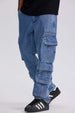 Jeans hombre doble cargo azul claro estilo juvenil