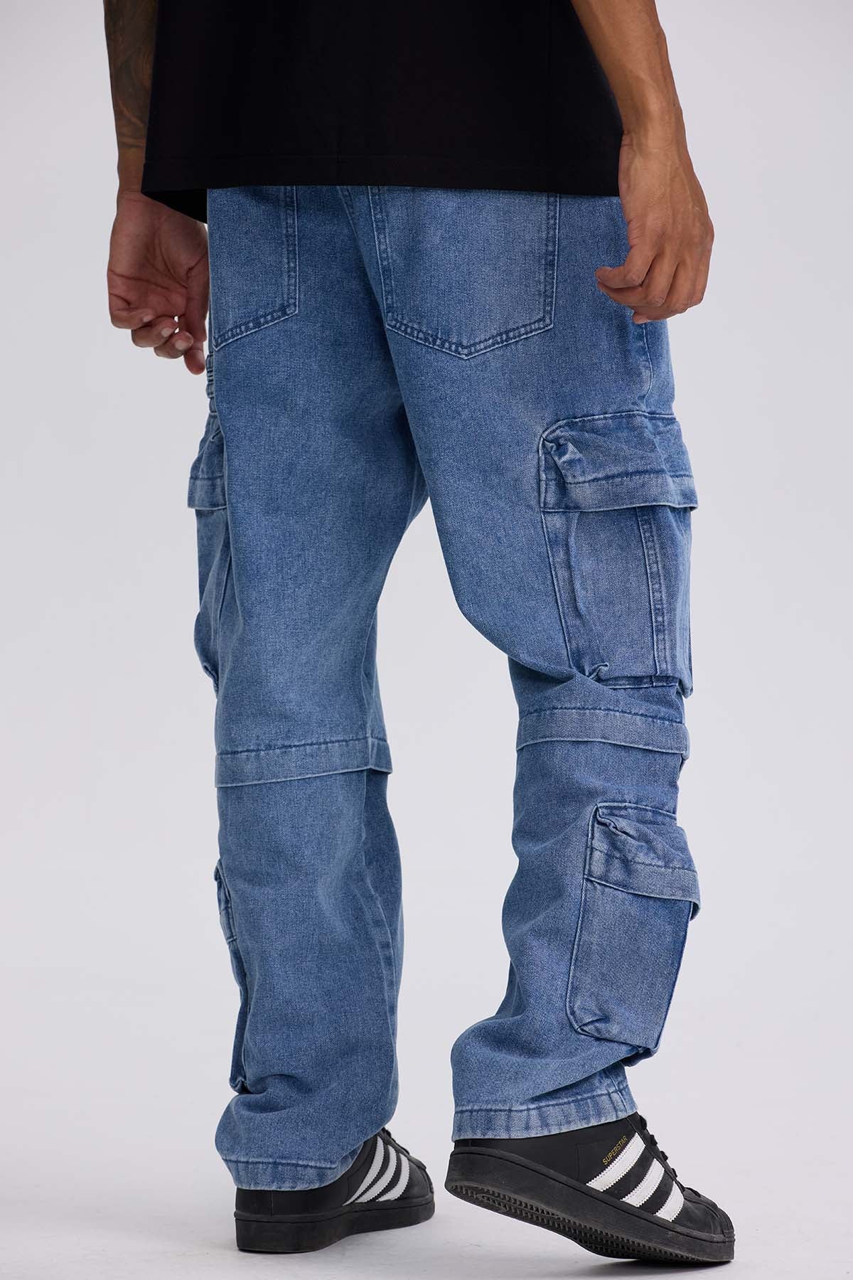 Jeans Hombre Doble Cargo Azul Claro