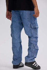 Jeans Hombre Doble Cargo Azul Claro