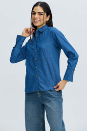 Blusa Mujer Vaquera Azul Oscuro