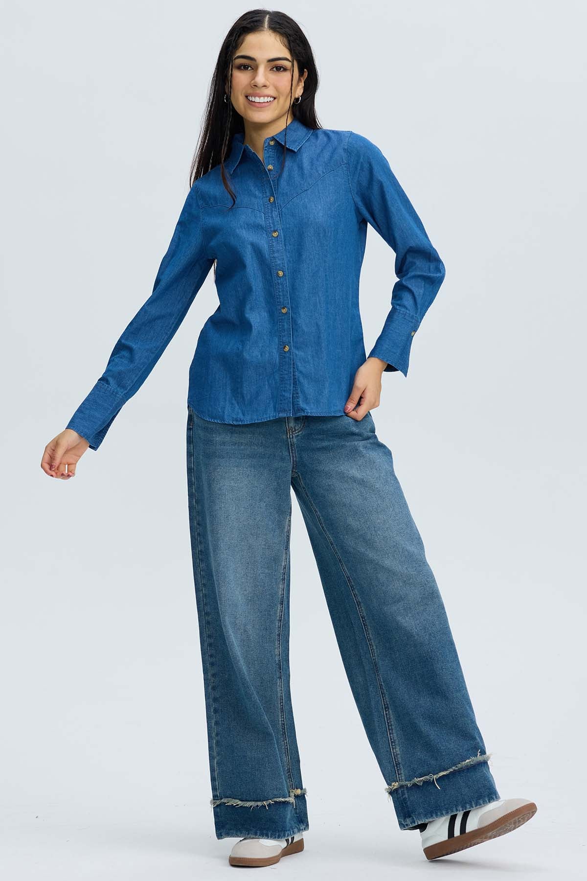 Blusa Mujer Vaquera Azul Oscuro