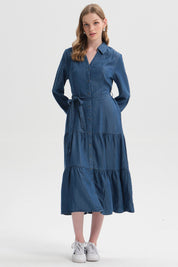 Vestido Mujer Boho Azul Oscuro